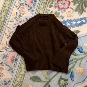Ann Taylor Classic chocolate Brown Women's cable knit Sweater xxs